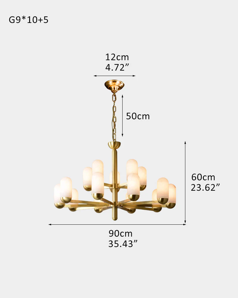 Alabaster Luxury Moonshade Brass Chandelier for dining room - Image 20