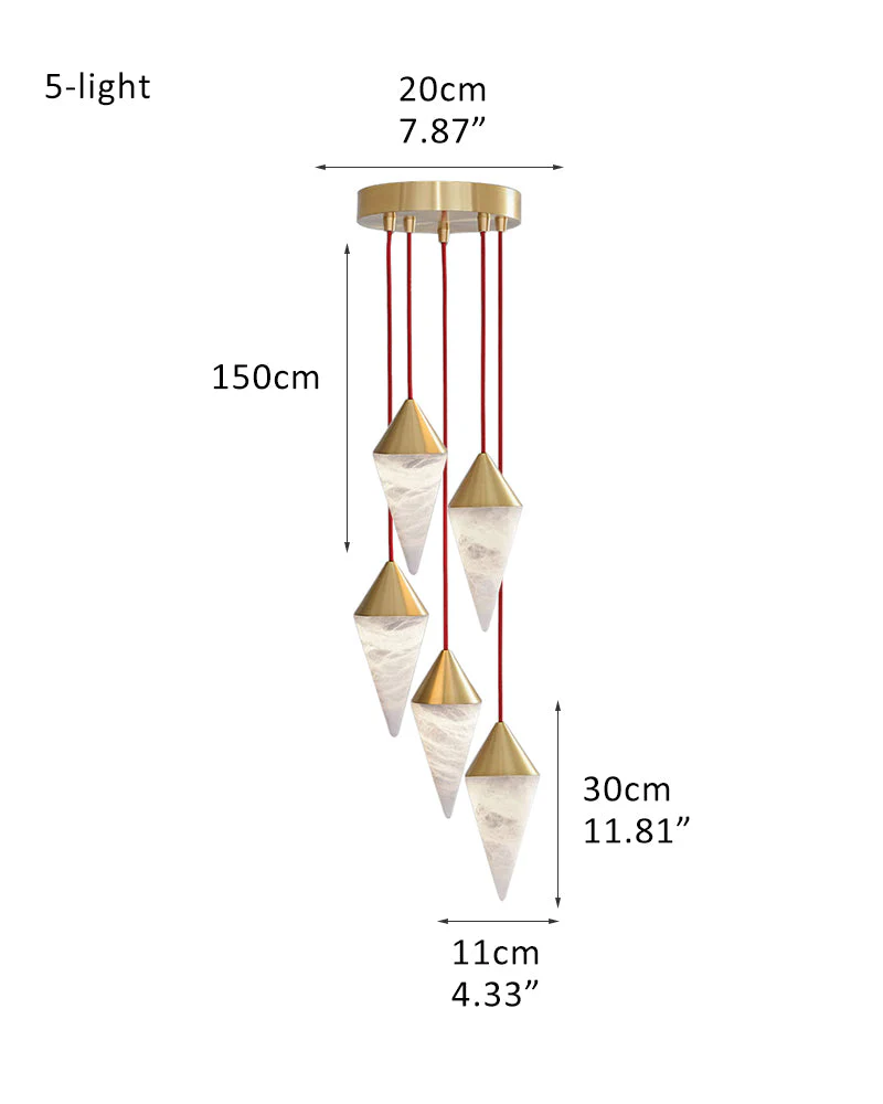 12 light Conical Cluster Minimalist Design Alabaster Pendant Light - Image 21