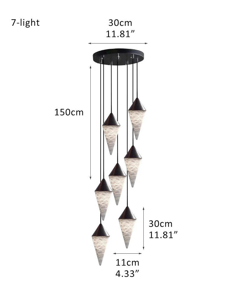 12 light Conical Cluster Minimalist Design Alabaster Pendant Light - Image 22