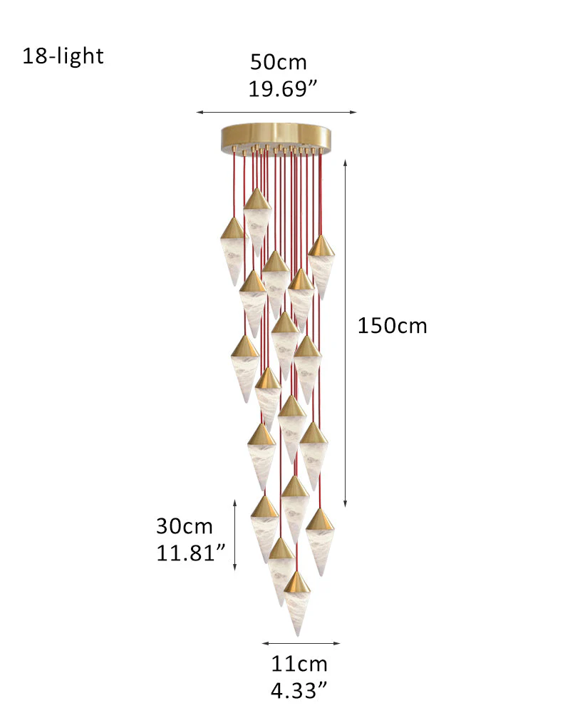 12 light Conical Cluster Minimalist Design Alabaster Pendant Light - Image 29
