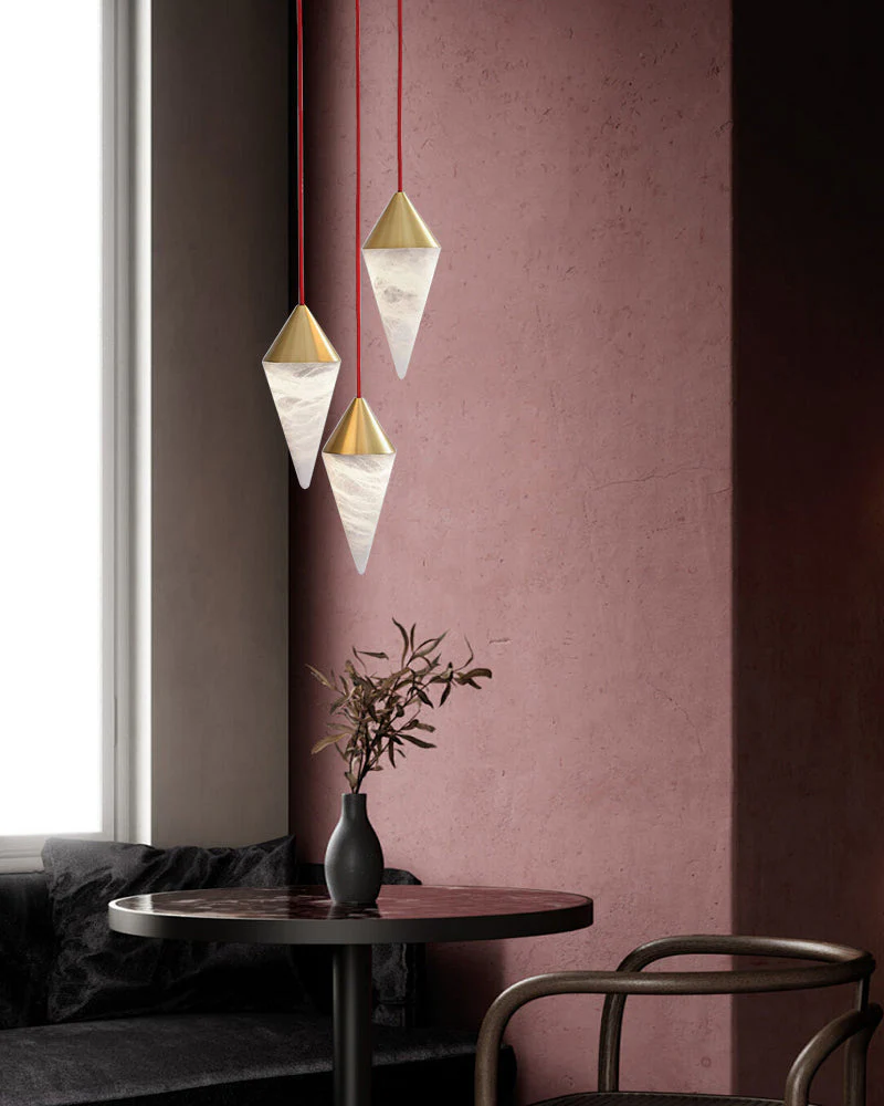 12 light Conical Cluster Minimalist Design Alabaster Pendant Light - Image 3