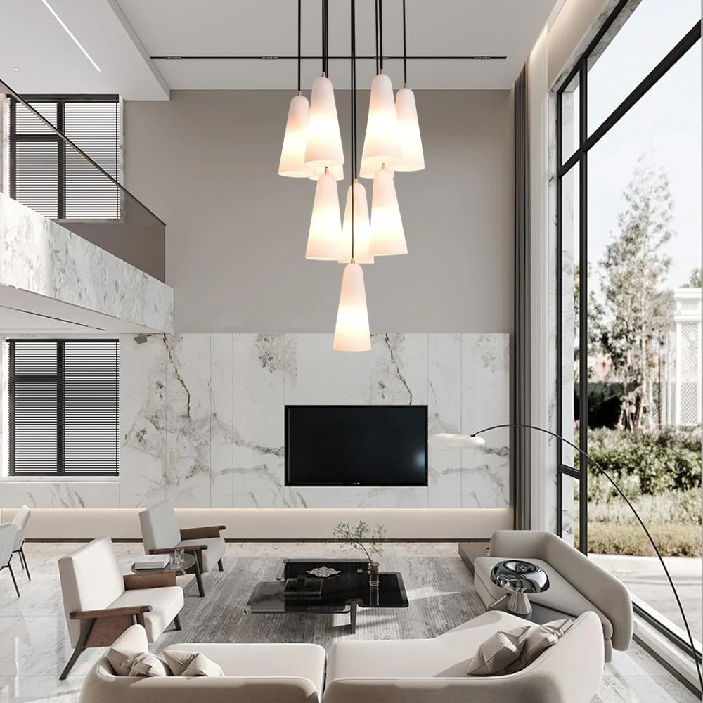 Sulis White Ceramics Round Chandelier 18",10-lights - Image 4