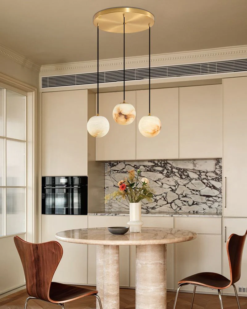 Small Alabaster Cluster Globes Ceiling Pendant Light For High Ceiling - Image 15