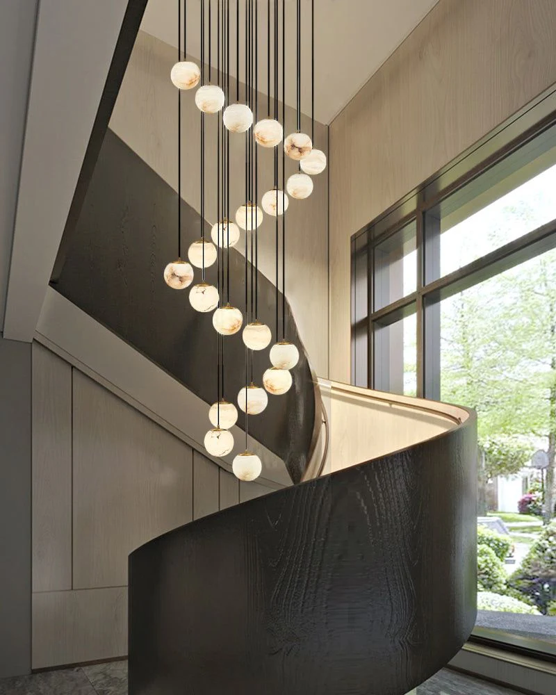 Small Alabaster Cluster Globes Ceiling Pendant Light For High Ceiling - Image 16