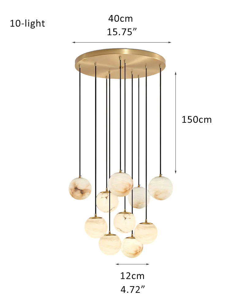 Small Alabaster Cluster Globes Ceiling Pendant Light For High Ceiling - Image 25