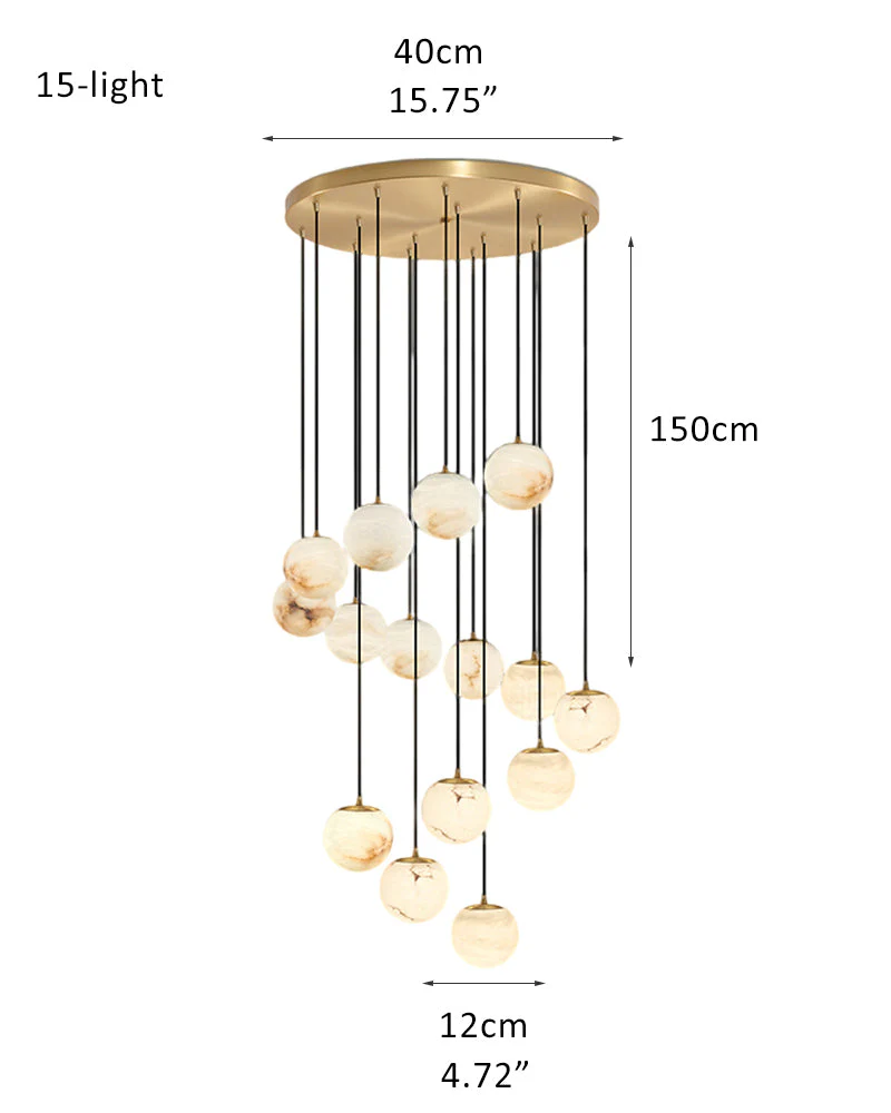 Small Alabaster Cluster Globes Ceiling Pendant Light For High Ceiling - Image 26