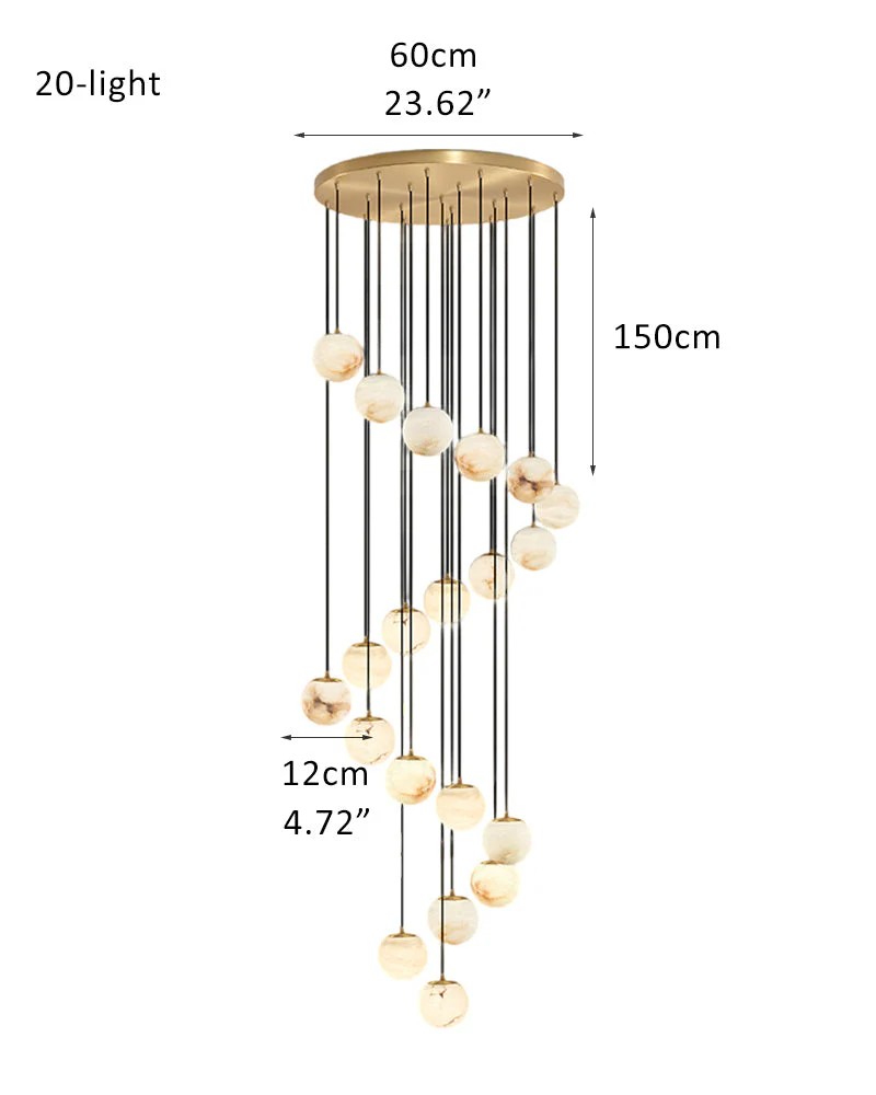 Small Alabaster Cluster Globes Ceiling Pendant Light For High Ceiling - Image 28