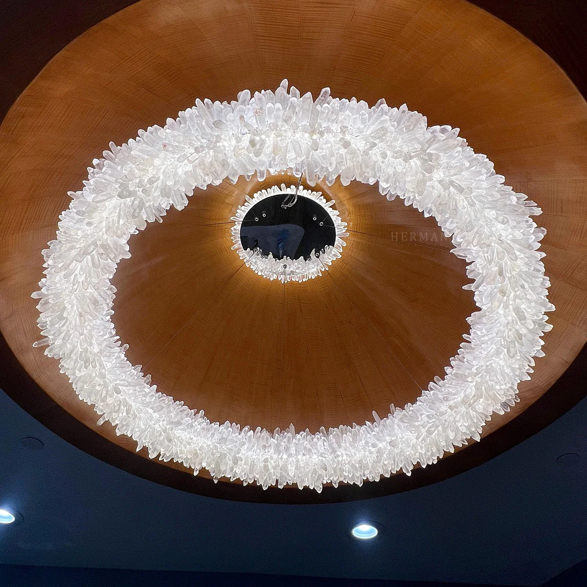 24-47 Inch Round Clear Geode Quartz Crystal Ring Pendant Light Modern Chandelier for Living Room - Image 11
