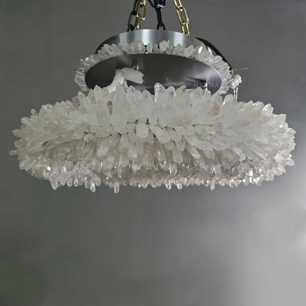 24-47 Inch Round Clear Geode Quartz Crystal Ring Pendant Light Modern Chandelier for Living Room - Image 17
