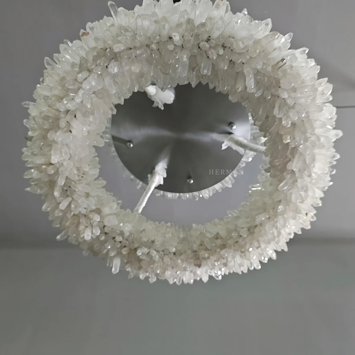 24-47 Inch Round Clear Geode Quartz Crystal Ring Pendant Light Modern Chandelier for Living Room - Image 18