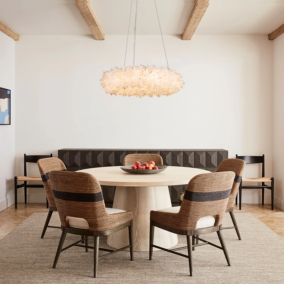 24-47 Inch Round Clear Geode Quartz Crystal Ring Pendant Light Modern Chandelier for Living Room - Image 20