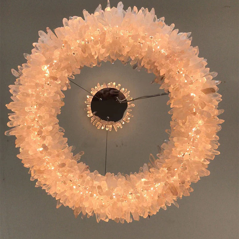 24-47 Inch Round Clear Geode Quartz Crystal Ring Pendant Light Modern Chandelier for Living Room - Image 28
