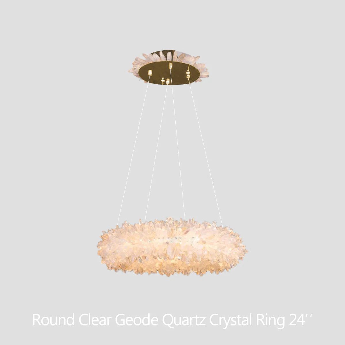 24-47 Inch Round Clear Geode Quartz Crystal Ring Pendant Light Modern Chandelier for Living Room - Image 34