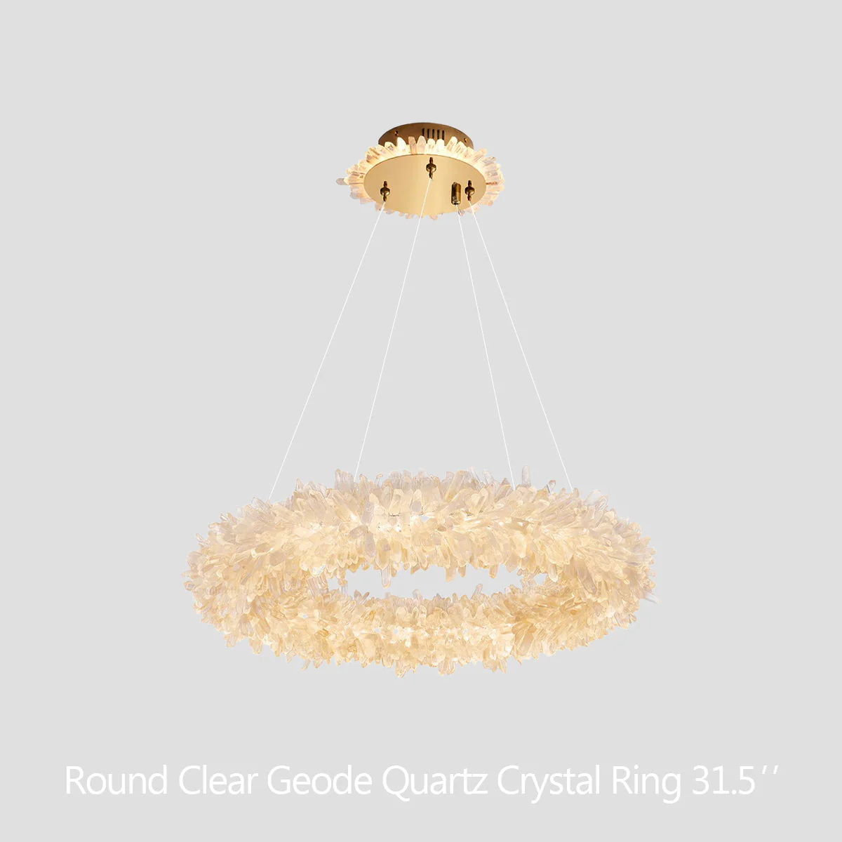 24-47 Inch Round Clear Geode Quartz Crystal Ring Pendant Light Modern Chandelier for Living Room - Image 35