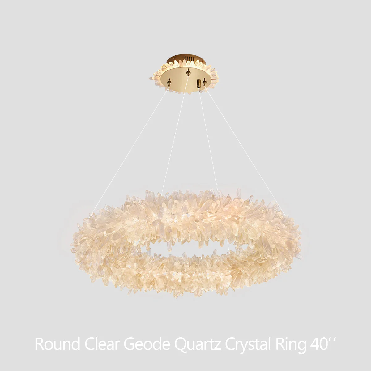 24-47 Inch Round Clear Geode Quartz Crystal Ring Pendant Light Modern Chandelier for Living Room - Image 36