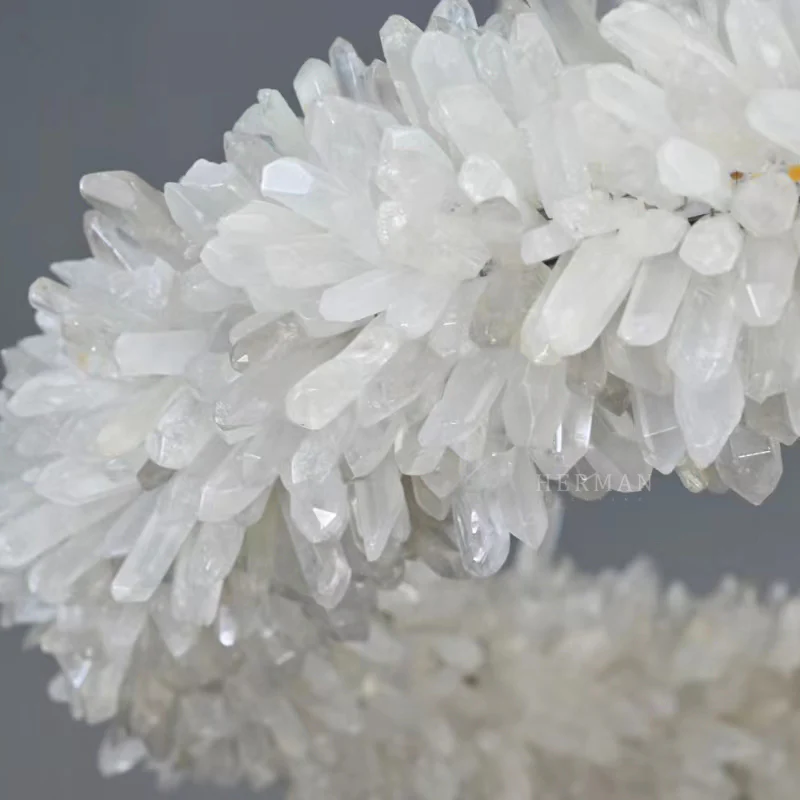24-47 Inch Round Clear Geode Quartz Crystal Ring Pendant Light Modern Chandelier for Living Room - Image 7