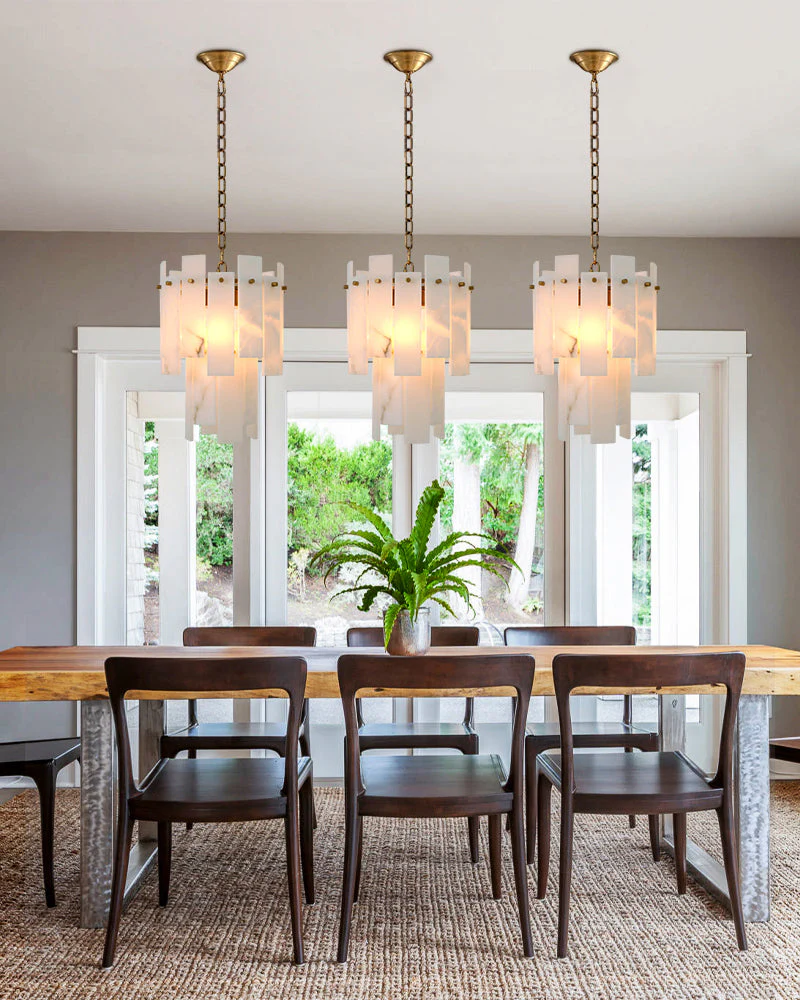 Tired Alabaster marble Cluster Chandelier 13" with adjustable chain - Image 12
