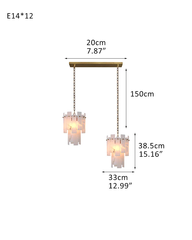 Tired Alabaster marble Cluster Chandelier 13" with adjustable chain - Image 22