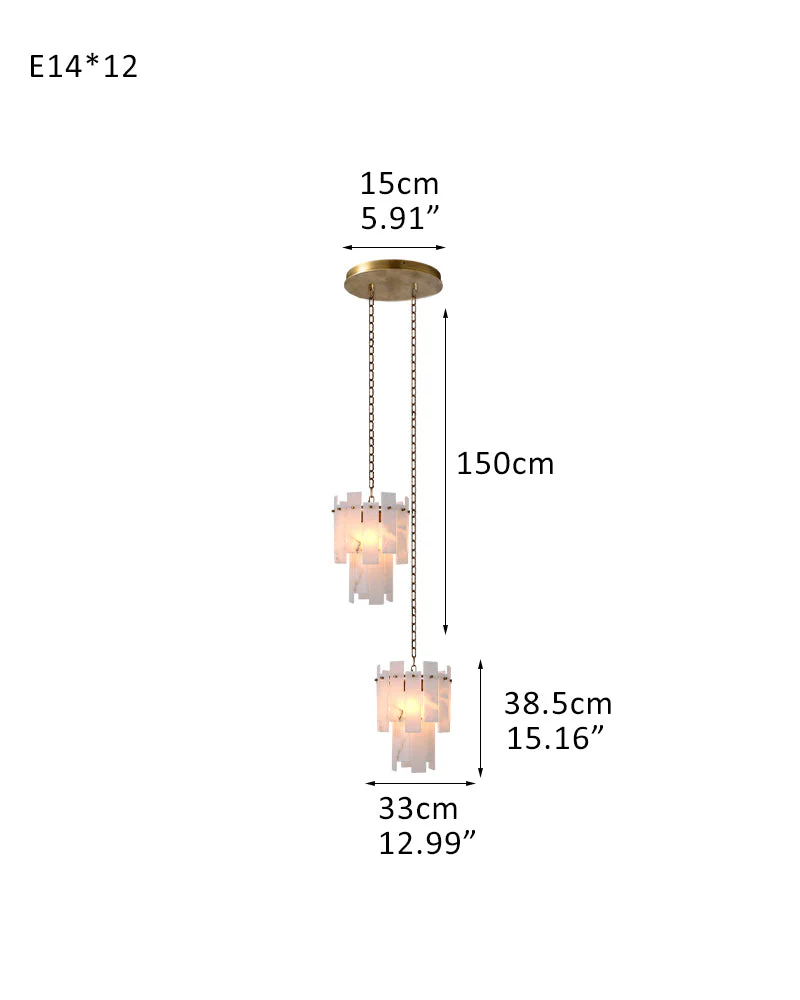 Tired Alabaster marble Cluster Chandelier 13" with adjustable chain - Image 23