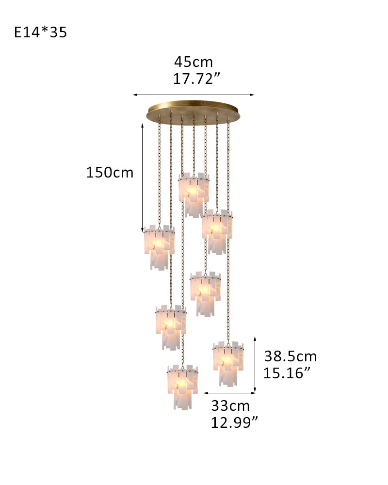 Tired Alabaster marble Cluster Chandelier 13" with adjustable chain - Image 29