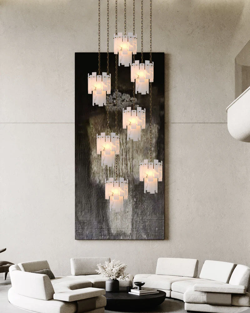 Tired Alabaster marble Cluster Chandelier 13" with adjustable chain - Image 7