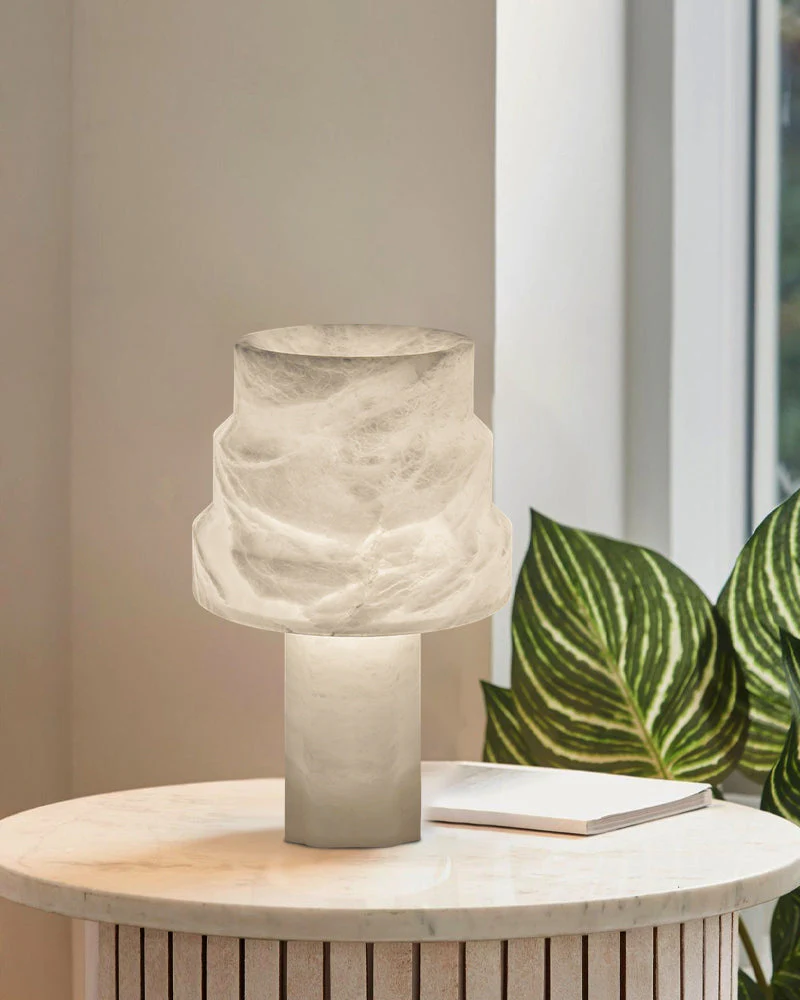 3 Ways Switch Dimmable Conial Alabaster Table Lamp 12in for bedroom - Image 2