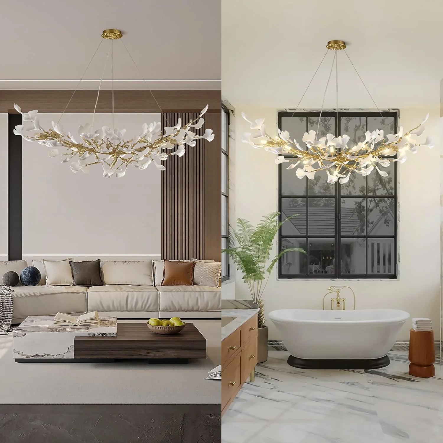 Ginkgo Rectangle Chandelier 55" - Image 5