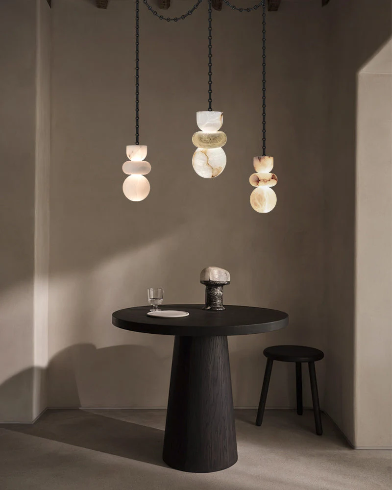 7 lights 6" Wide Multi Light LED Pendant Light Fixtures white alabaster indoor lighting - Image 2