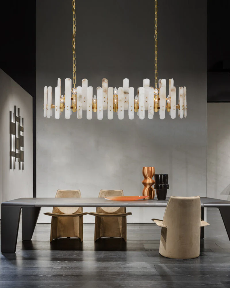 8/10-light Simple Modern Alabaster Large Oval Chandelier 40“45” Dia - Image 2