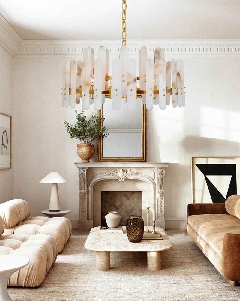 8/10-light Simple Modern Alabaster Large Oval Chandelier 40“45” Dia - Image 3
