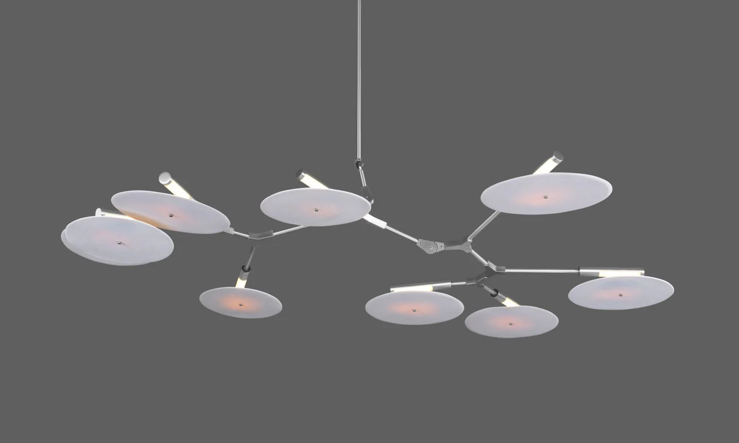 9-light Branching Disc Custom Made Flush mount -- Brushed Brass / Porcelain - Image 2