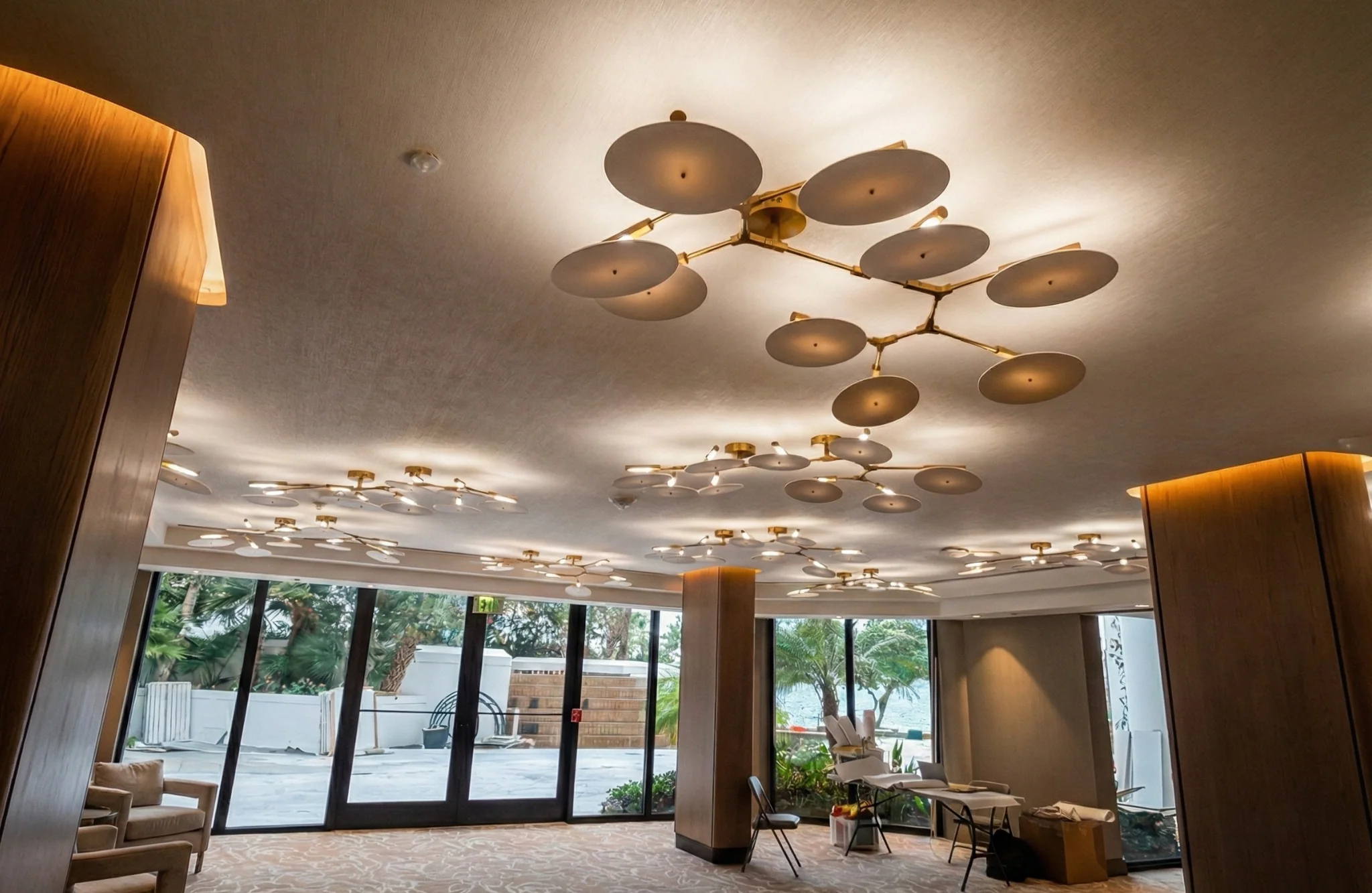 9-light Branching Disc Custom Made Flush mount -- Brushed Brass / Porcelain - Image 3