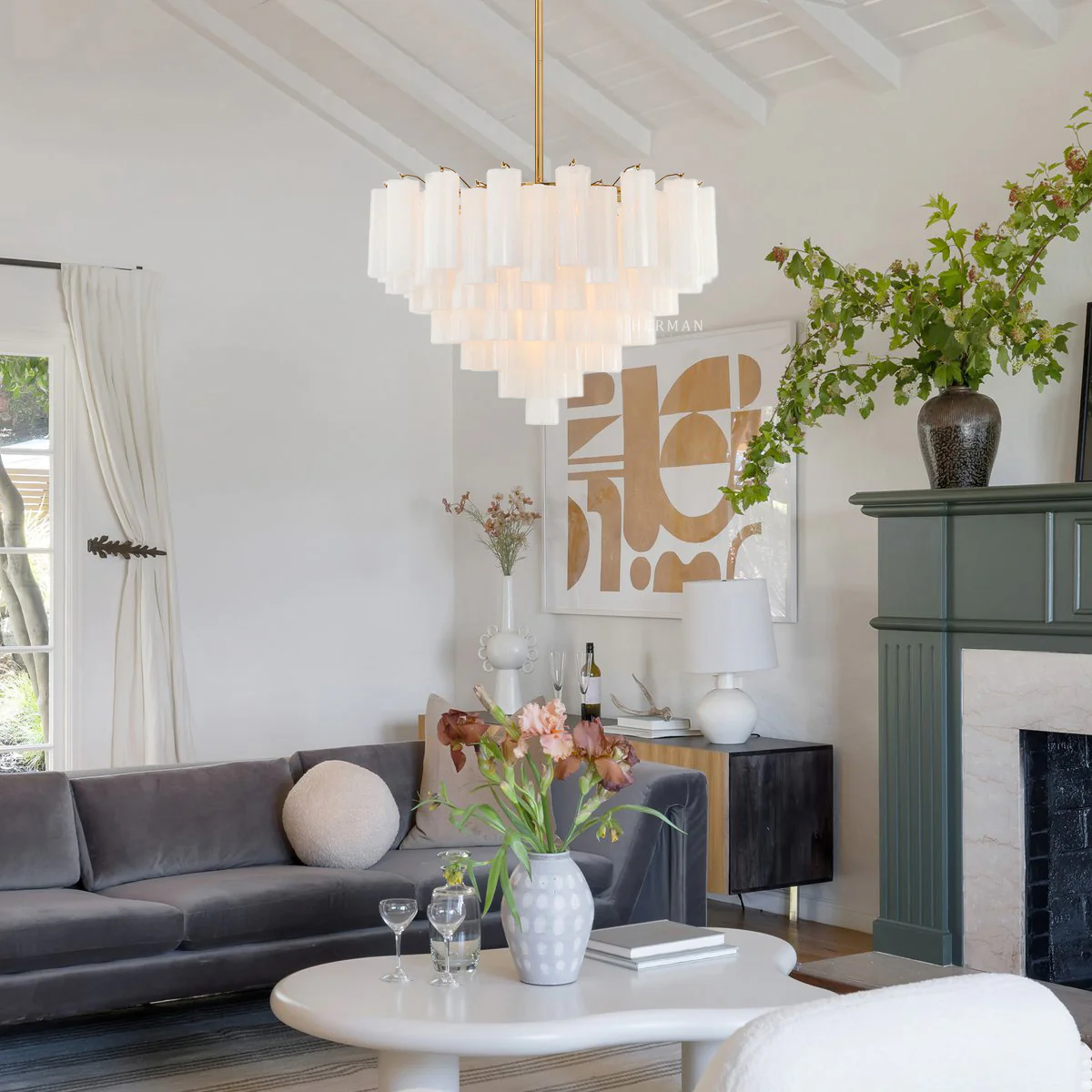 Addis Murano Glass Chandelier 17.8" 19.8" 22" 26.8" 32''D - Image 7