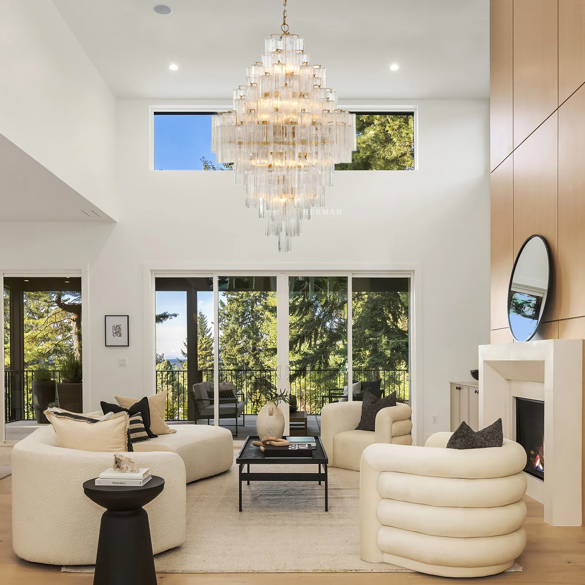 Addis Murano Glass Diamond Chandelier 50"H - Image 4
