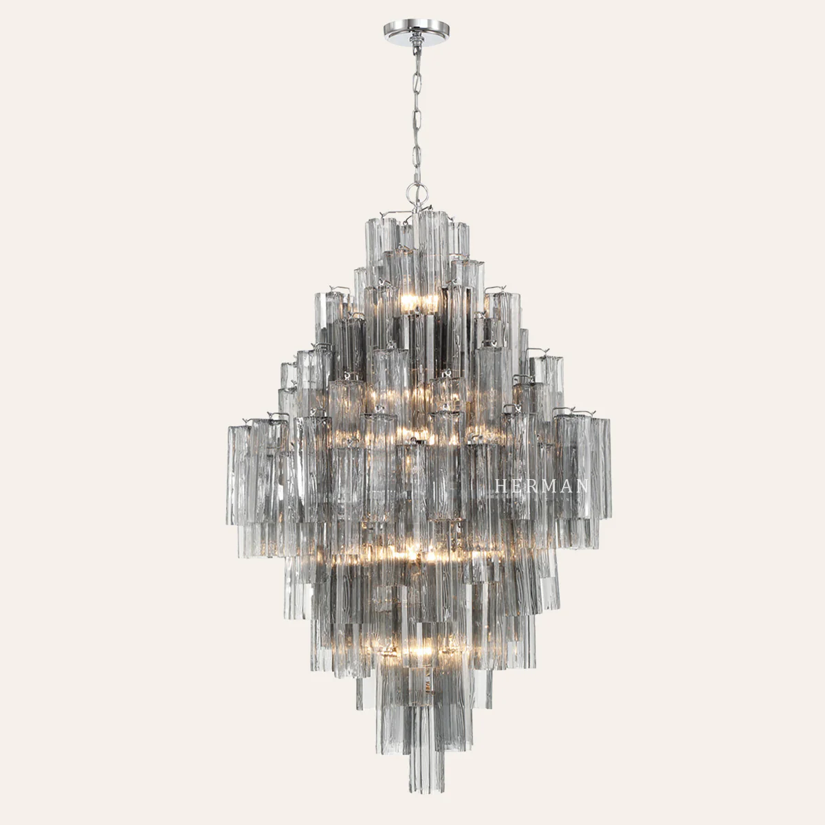 Addis Murano Glass Diamond Chandelier 50"H - Image 7