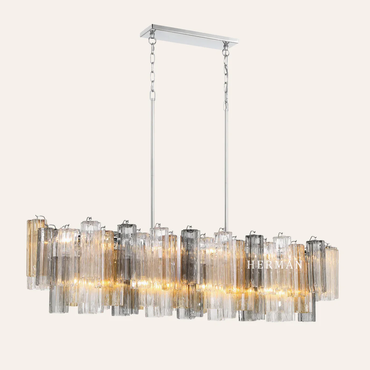 Addis Murano Glass Linear Chandelier 51" - Image 22