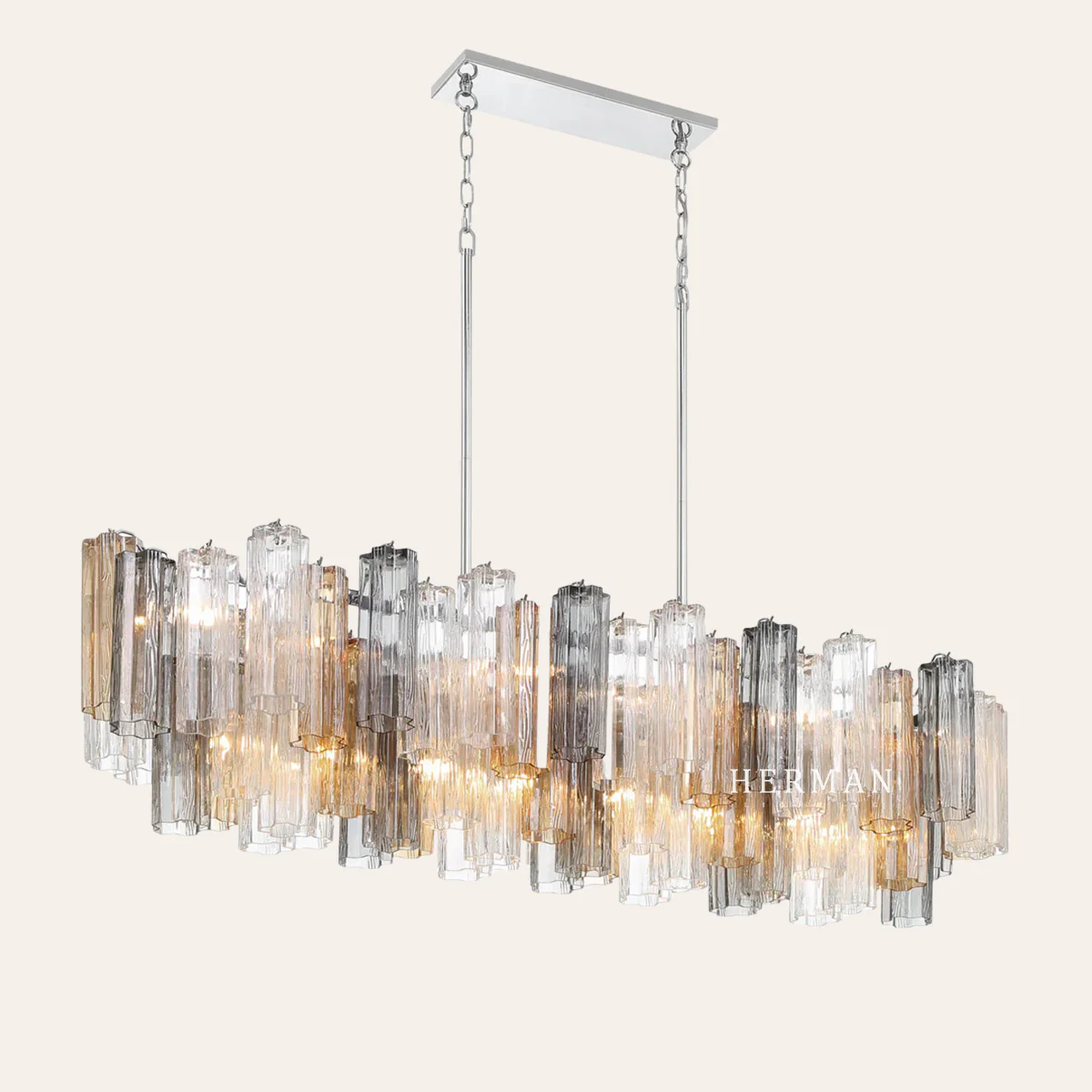 Addis Murano Glass Linear Chandelier 51" - Image 26