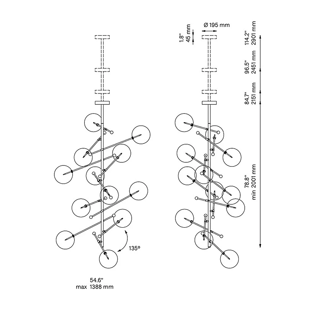 Aero 12-Light Modern Brass Chandelier - Image 6