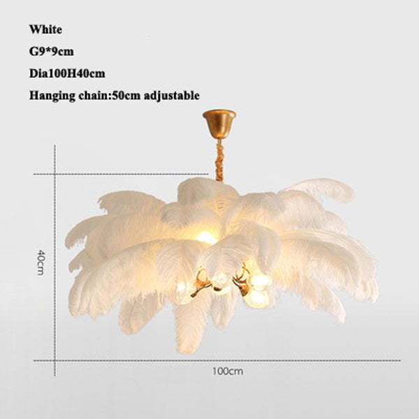 Aisa Art Deco Colorized Feather Chandelier Brass Palm Tree Lamp - Image 4