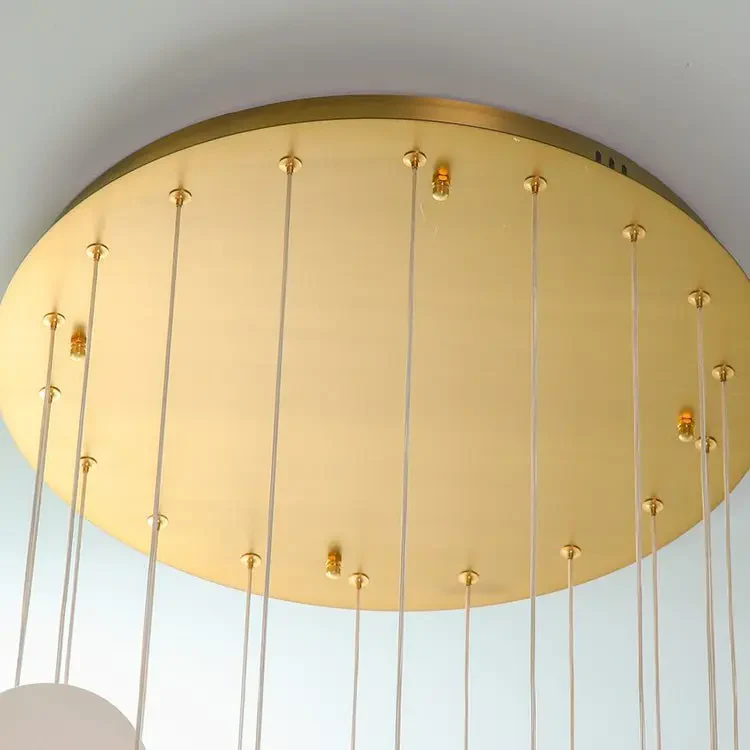 Alabaster Brass Modern Globe Spiral Chandelier - Image 7