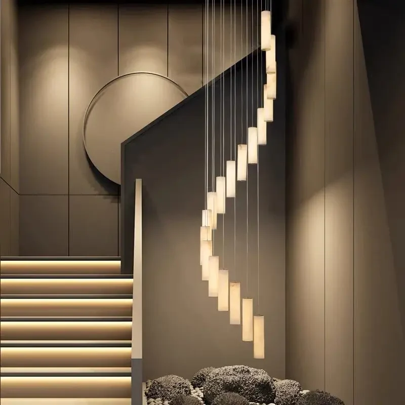 Alabaster Brass Spiral Indoor Modern Chandelier - Image 5