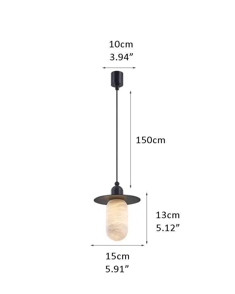 Alabaster Ceiling Pendant Lamp in black metal plate for dining room, living room, bedroom - Image 18