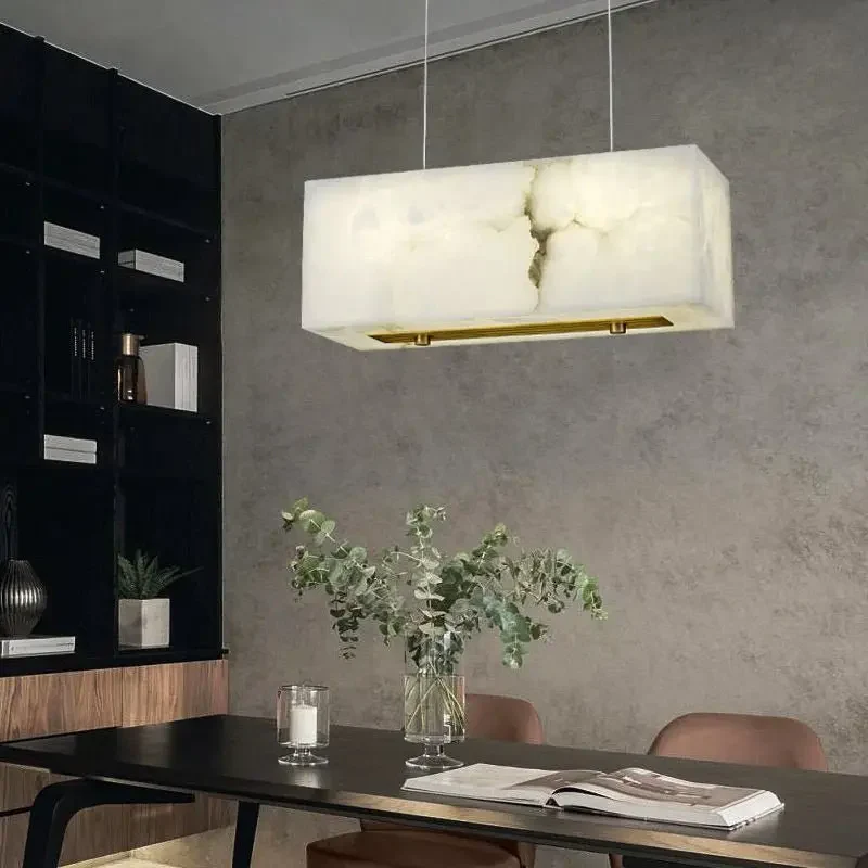 Alabaster Cuboid Dining Room Chandelier 17" L