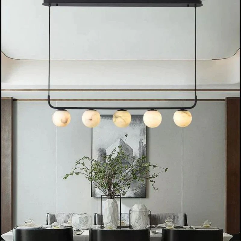 Alabaster Global Linear Chandelier 40"L