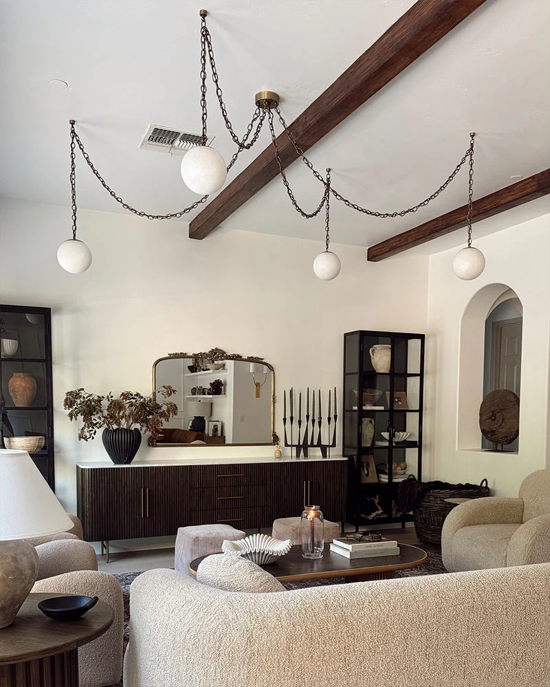 Alabaster Globe Swag Pendants Indoor Lighting with Brass/Black Chain in adjustable - Image 14
