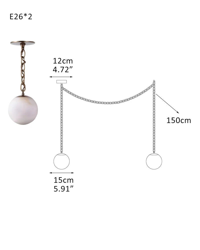 Alabaster Globe Swag Pendants Indoor Lighting with Brass/Black Chain in adjustable - Image 28