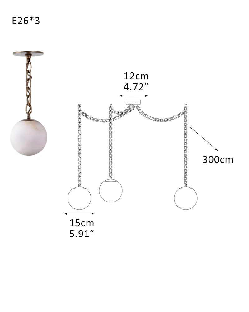 Alabaster Globe Swag Pendants Indoor Lighting with Brass/Black Chain in adjustable - Image 29