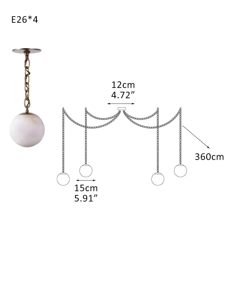 Alabaster Globe Swag Pendants Indoor Lighting with Brass/Black Chain in adjustable - Image 30