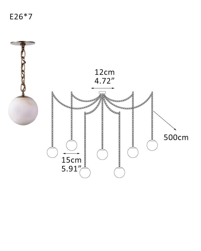 Alabaster Globe Swag Pendants Indoor Lighting with Brass/Black Chain in adjustable - Image 32