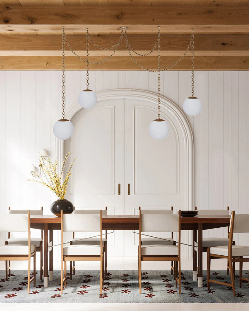 Alabaster Globe Swag Pendants Indoor Lighting with Brass/Black Chain in adjustable - Image 6